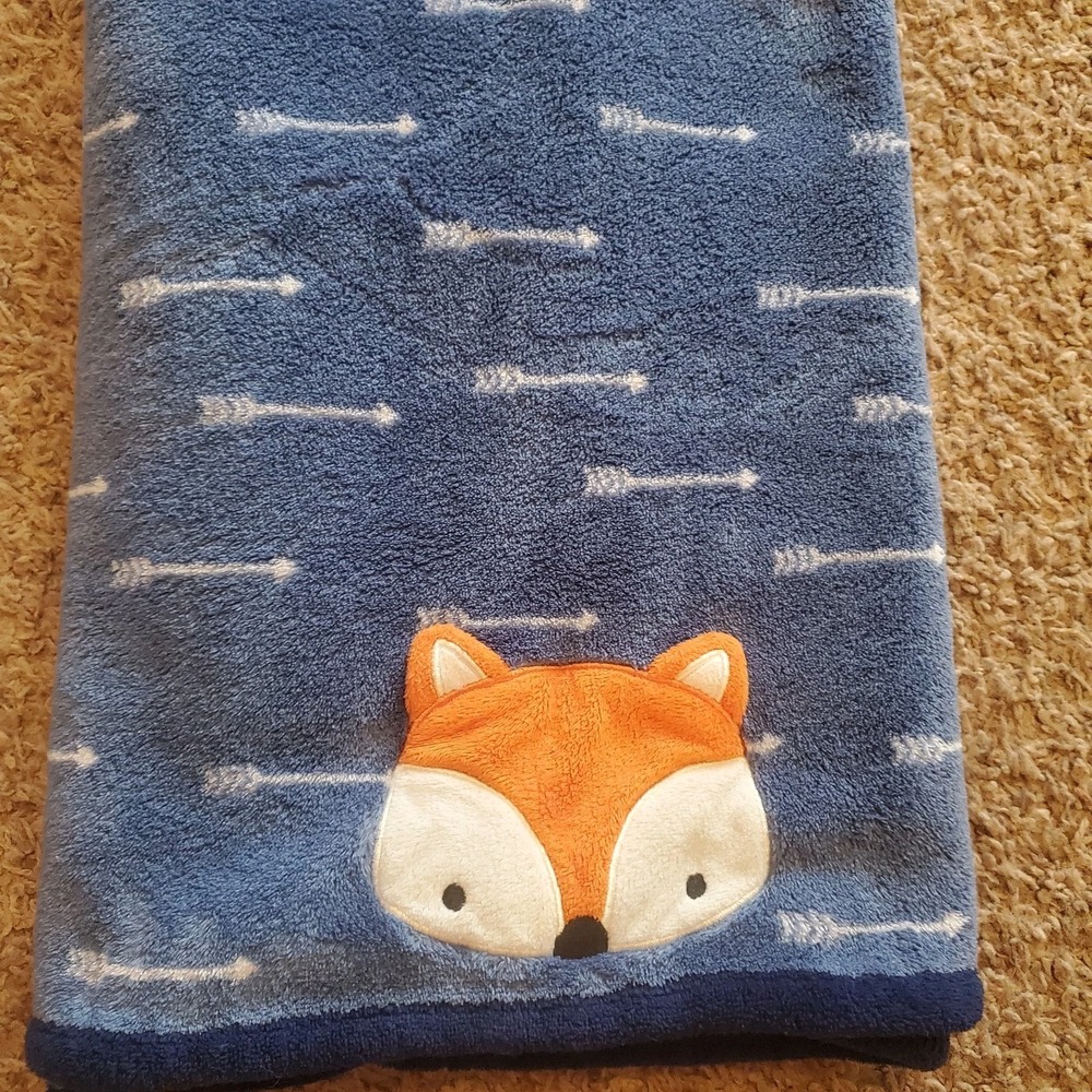 Parents Choice  Navy Blue Orange Fox Arrows Baby Blanket